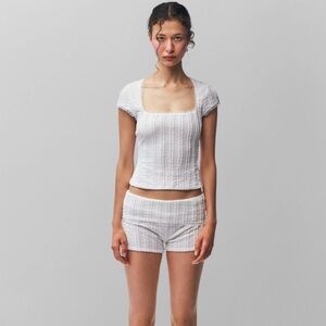 Danielle Guizio White Mid Waist Women's Shorts